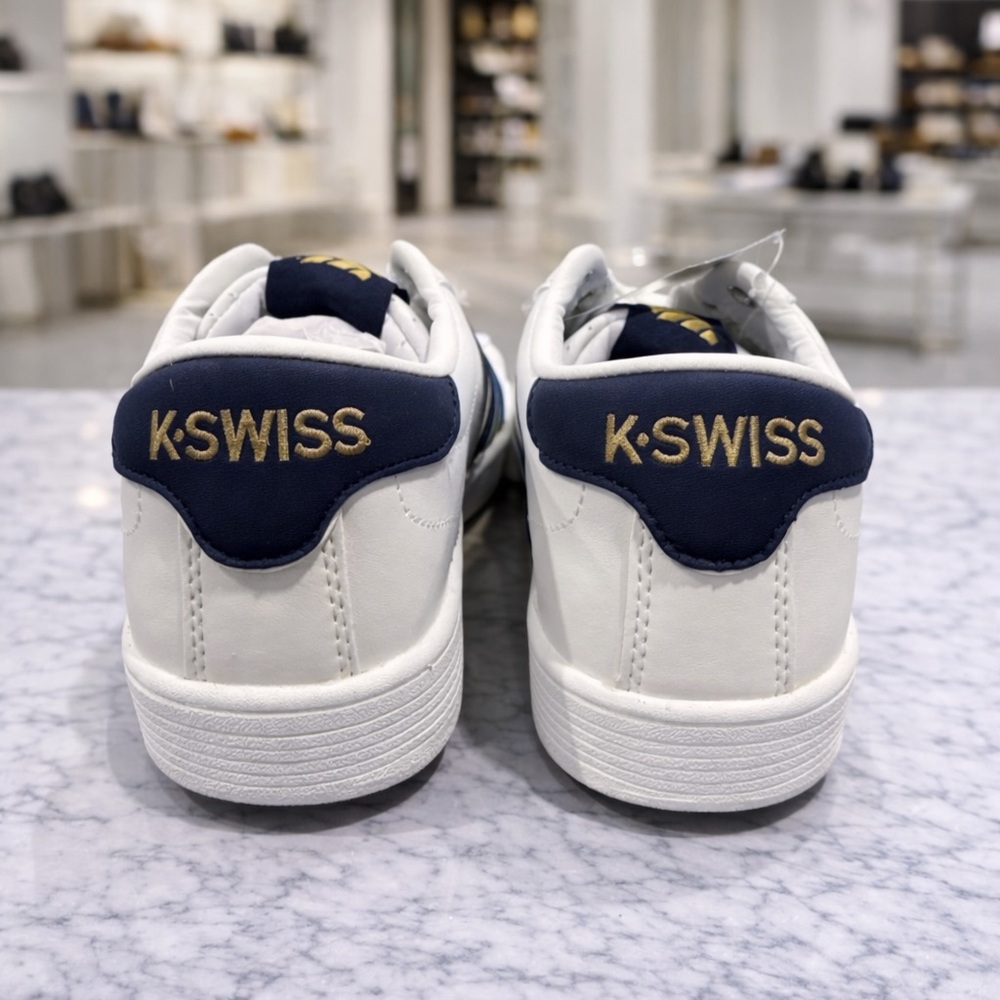 K-Swiss Hoke CMF Sneakers Men’s 10 White Navy Classic Leather Tennis Shoe NIB - Picture 4 of 4